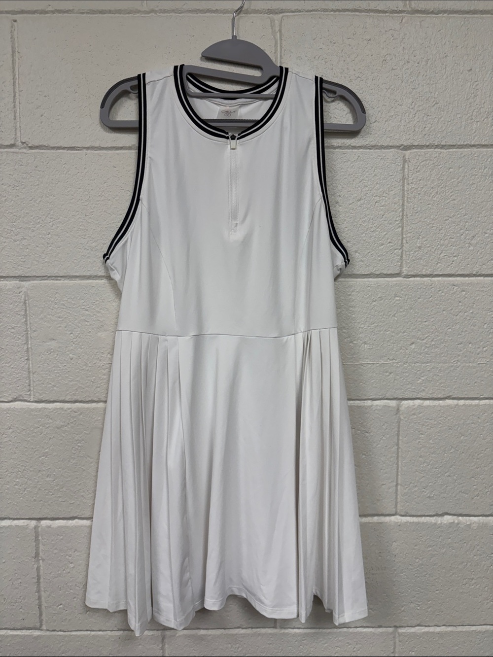 CALIA by Carrie Underwood White Sleeveless Tennis Dress with Black Trim